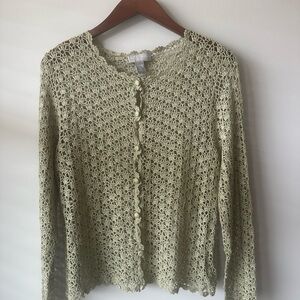 Vintage Kate Hill Green Cardigan Petite Medium